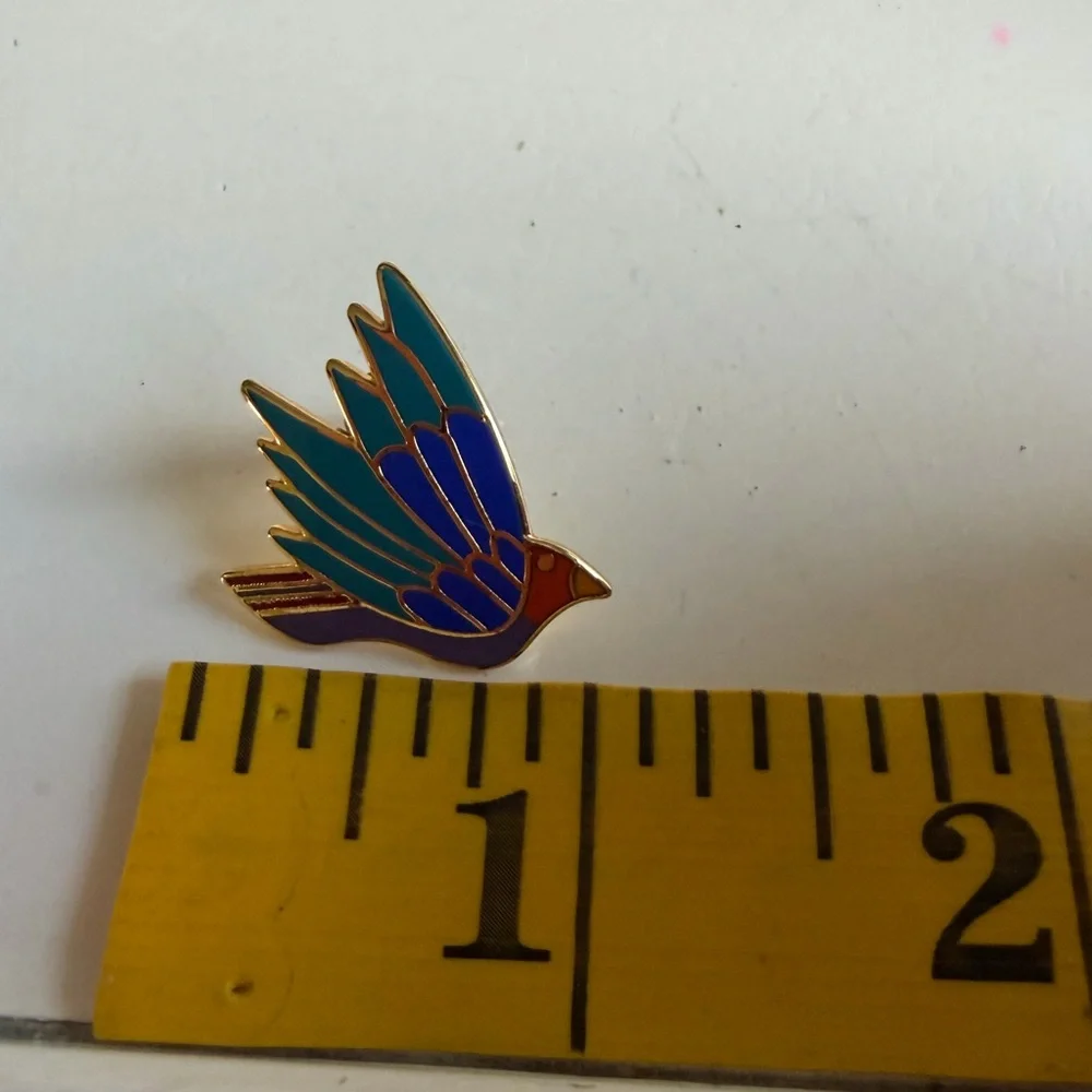 Laurel Burch Celeste Bird Earrings Blue Enamel Gold Tone Signed Vintage